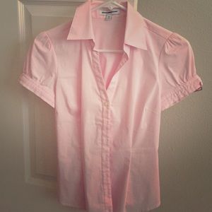 Pink short sleeve express button up shirt