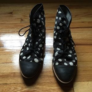 Loeffler Randall ponyhair spotted hightop sneakers