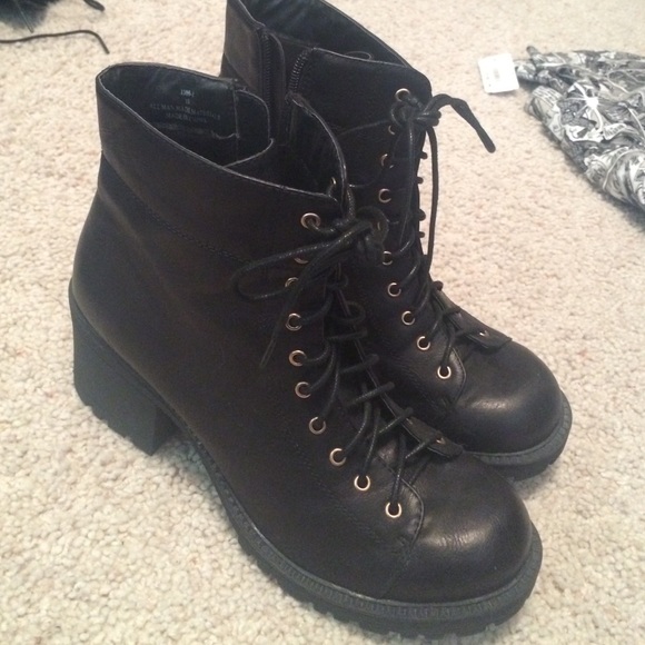 Black combat boots