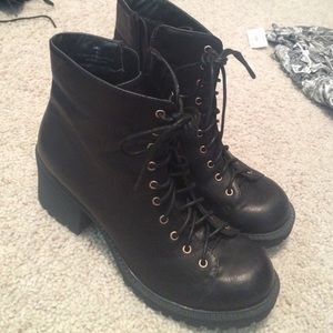 Black combat boots