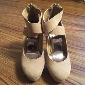 Tan Faux Suede Pumps