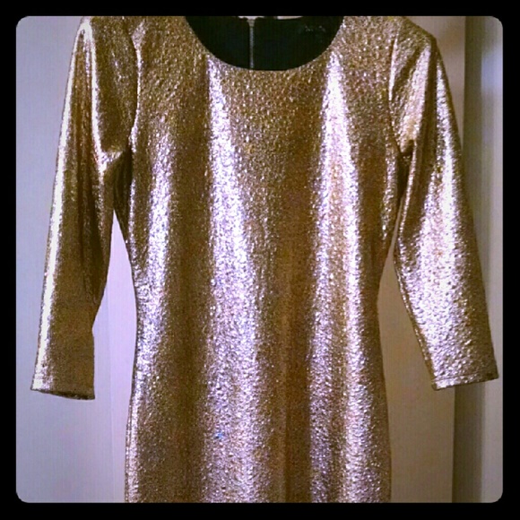 3/4 Sleeve Gold Bandage Dress