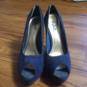 Blue Faux Suede Pumps