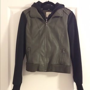 Leather and Sweatshirt Bomber Jacket