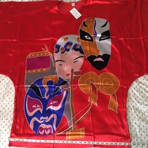 Silk Sleepwear with Peking Opera Masks Design