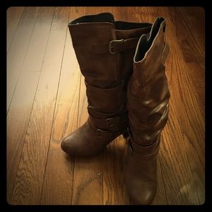 Brown heeled boots