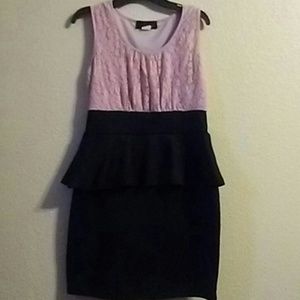 Rose&Black Peplum Dress