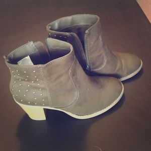 Olive green heeled boots