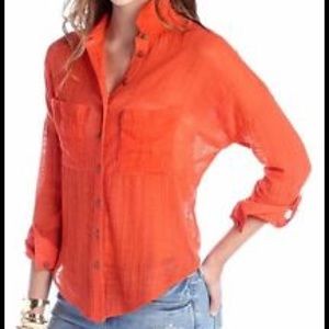 Free People Shibori Spilt Back Button Down
