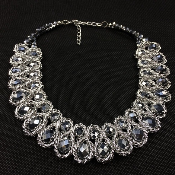 Chunky Choker Crystal Statement Necklace - Picture 3 of 7