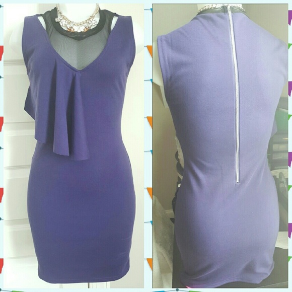 *New* Purple mini dress with peak-a-boo neckline - Picture 1 of 3