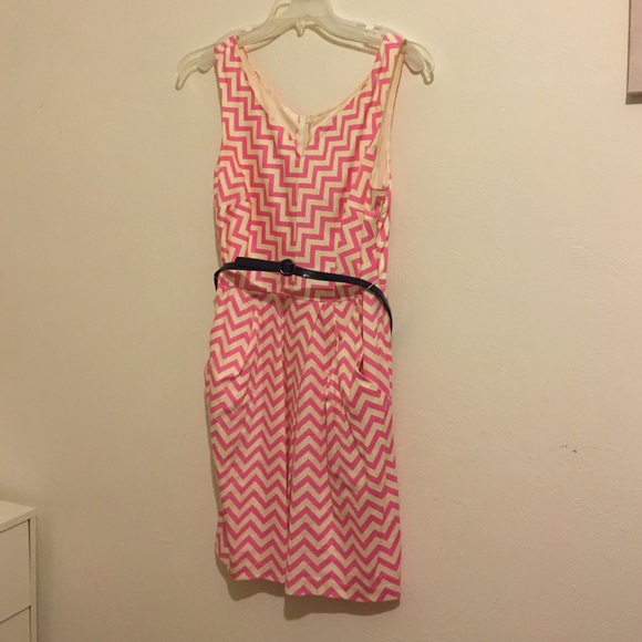 Chevron pink & cream dress