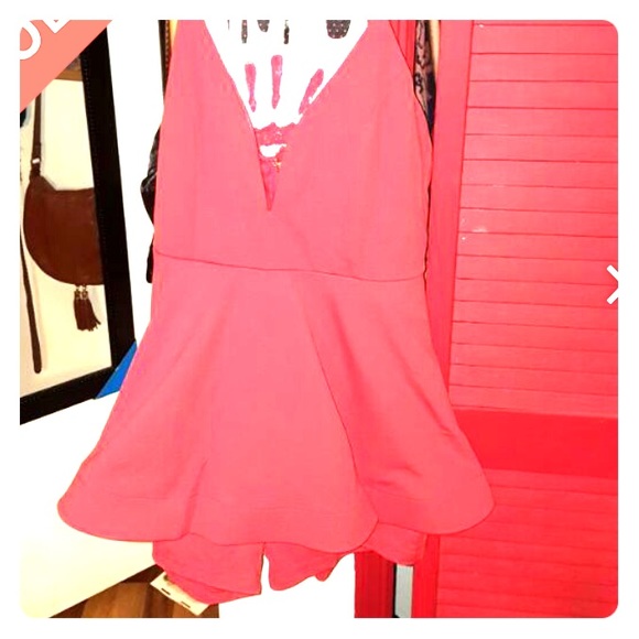 Fashion Nova. Romper. Red Coral. Brand new. Size L