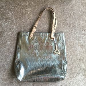 Michael Kors Signature Nickel Metallic Tote