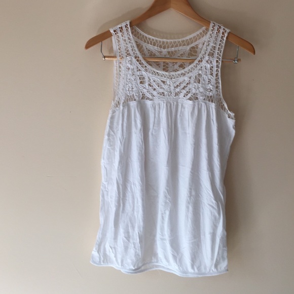 White Crochet Detail Tank