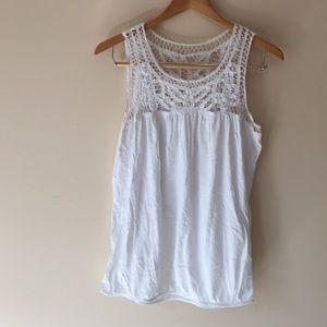 White Crochet Detail Tank
