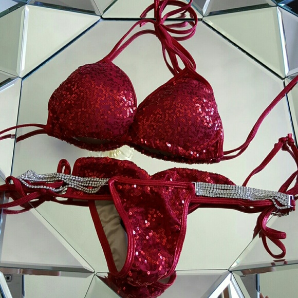 Red competition bikini