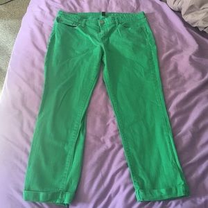 Gap green skinny crop jeans