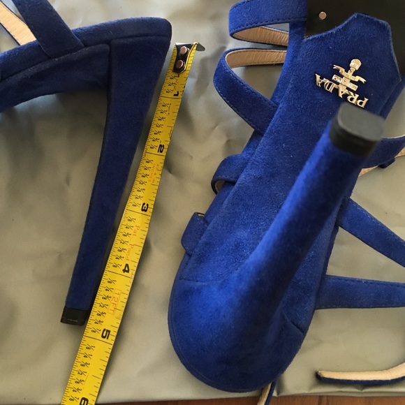 PRADA. New. Never worn. Blue suede - Picture 2 of 4