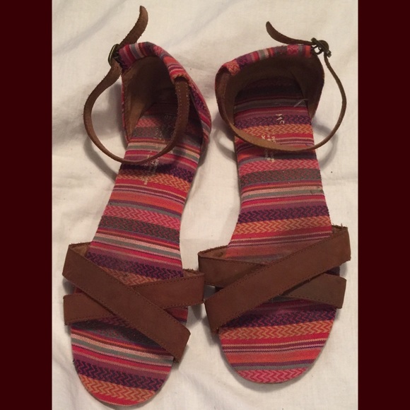 Toms brown and multi stripe sandals
