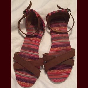 Toms brown and multi stripe sandals