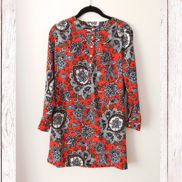 Loft petites orange belted shift dress - Picture 2 of 4