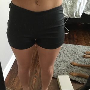 Black pleather mini shorts