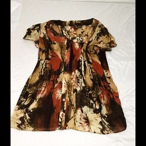 Sere Nade Fall Print Blouse Top Button up