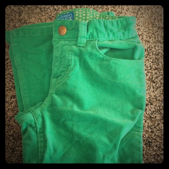 Kelly green corduroy pants.