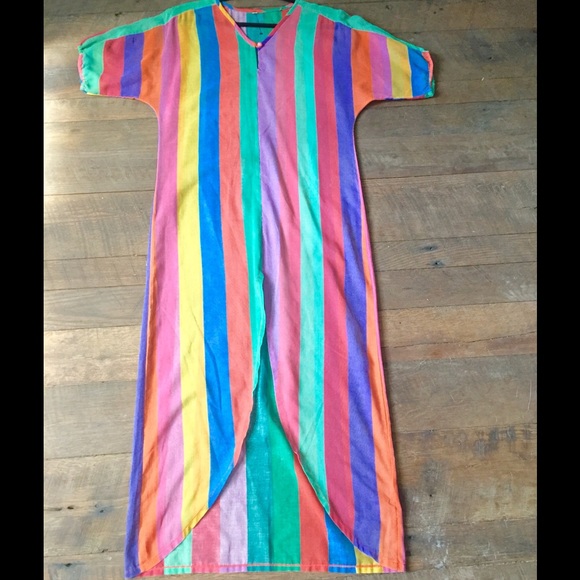 Multicolor stripe beach/pool coverup