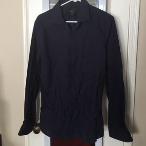 Men's navy blue button-down shirt, size large