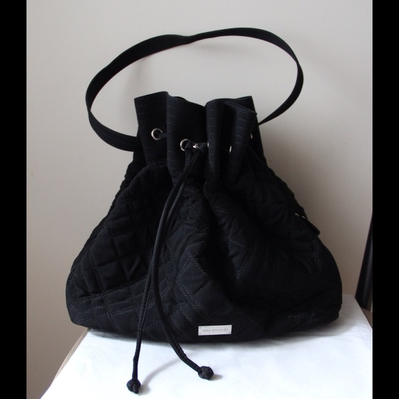 Vera Bradley Handbags - Vera Bradley black quilted drawstring bucket bag