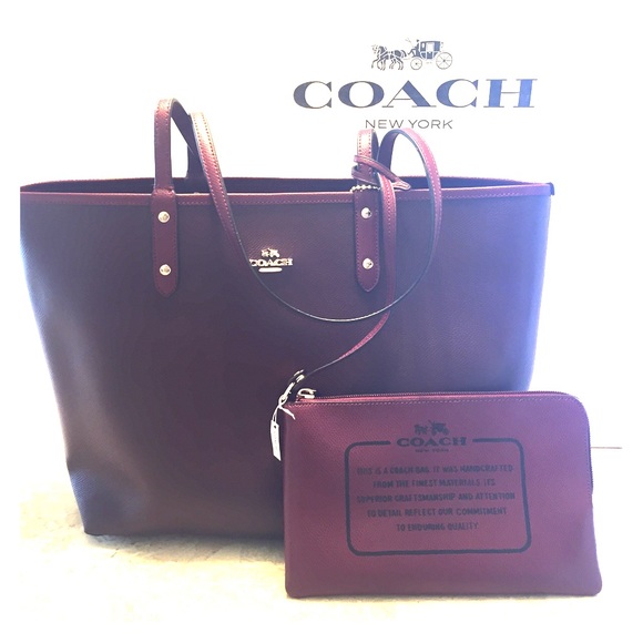 SOLD-Coach Reversible Tote Oxblood Burgundy