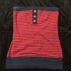 Forever 21 navy blue and red striped tube top