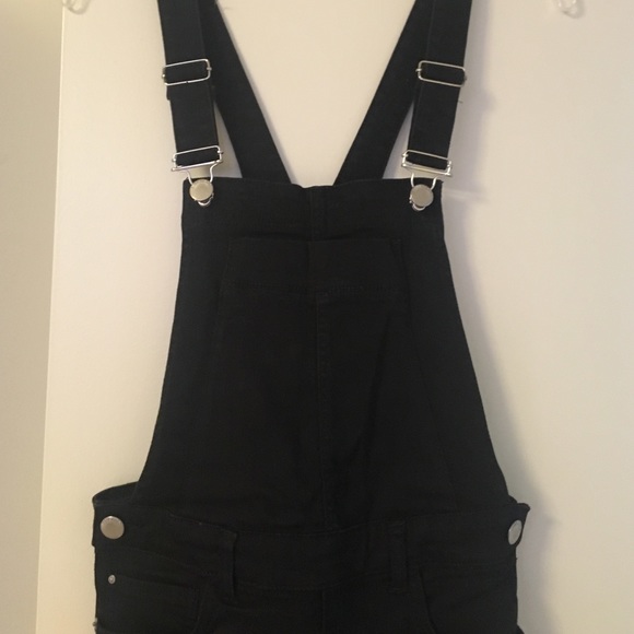 River Island Black Denim Overall Skirt