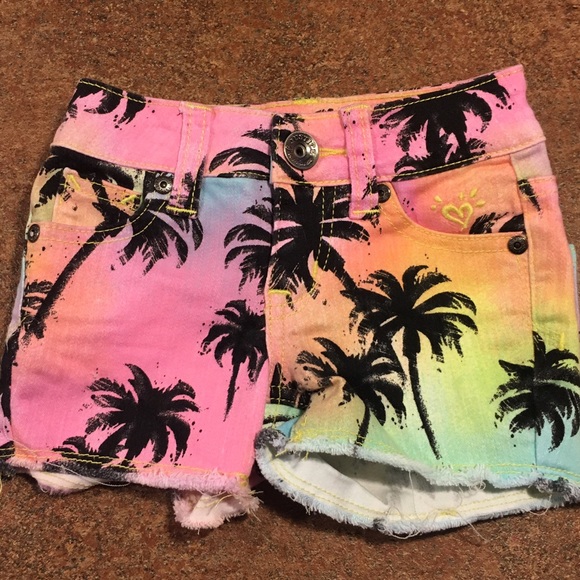 Justice multicolored palm tree shorts