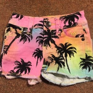Justice multicolored palm tree shorts