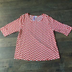 Red & white zig zag stripe blouse