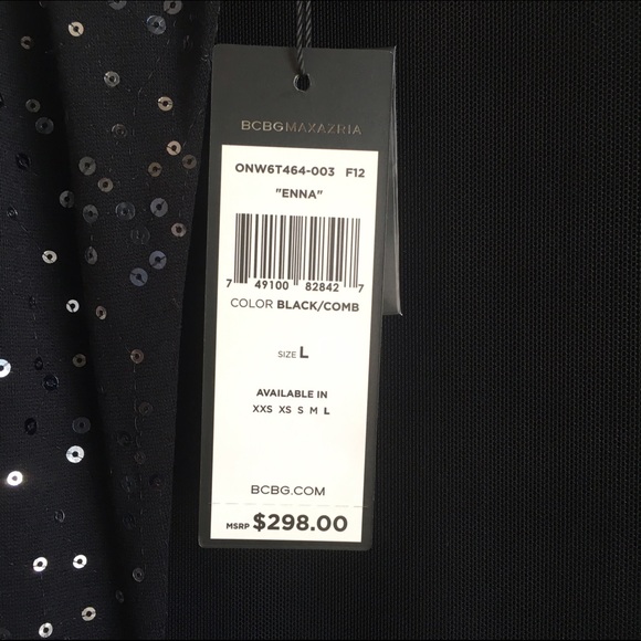 BCBGMaxAzria Chevron Sequin Shift Dress Black Comb - Picture 4 of 5
