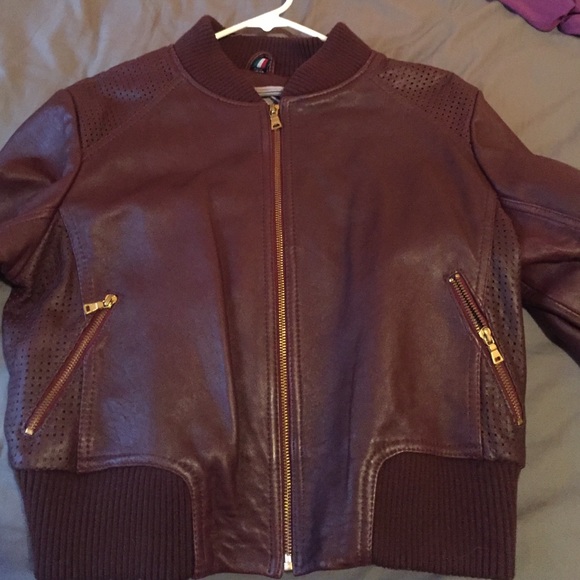 Leather jacket (maroon color )