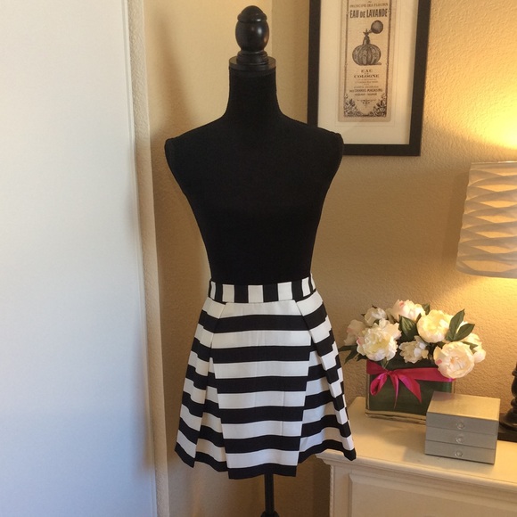 Bold Stripes, Inverted Pleats Classy Skirt 🎀 - Picture 1 of 4