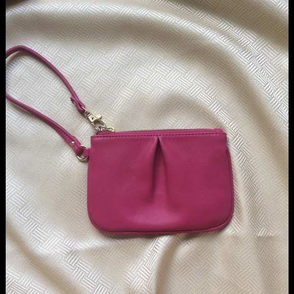 Pink Leather Wristlet