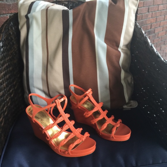 RALPH LAUREN ORANGE WEDGE HEEL