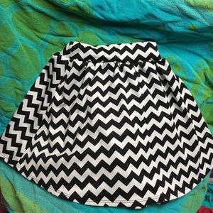 Black and white zigzag striped skirt