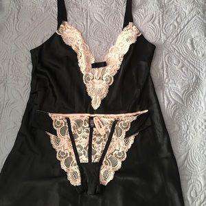 Elegant black and pink lingerie