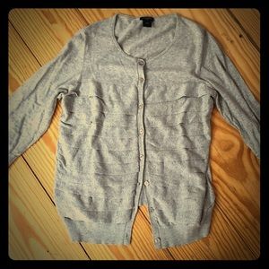 Grey cotton cardigan 3/4 sleeves Ann Taylor large