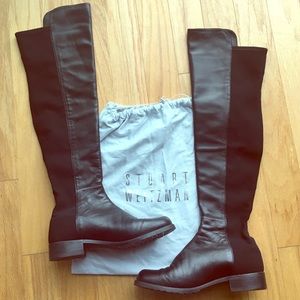Stuart Weitzman 5050 black nappa leather boots