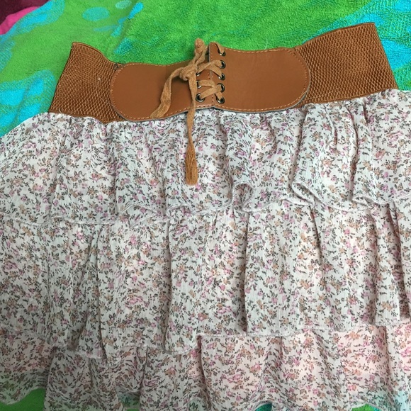 Pink floral skirt