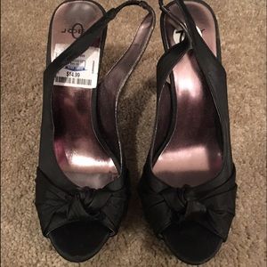 Black Strappy heels with bow