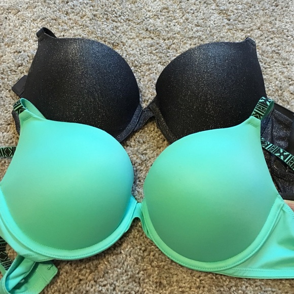 Two VS pink wear everywhere push up bras